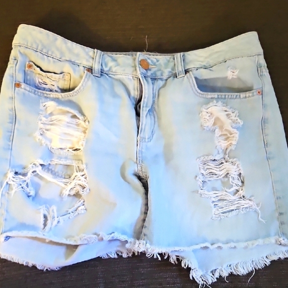 Garage Blue Distressed Jean Shorts - Picture 1 of 3